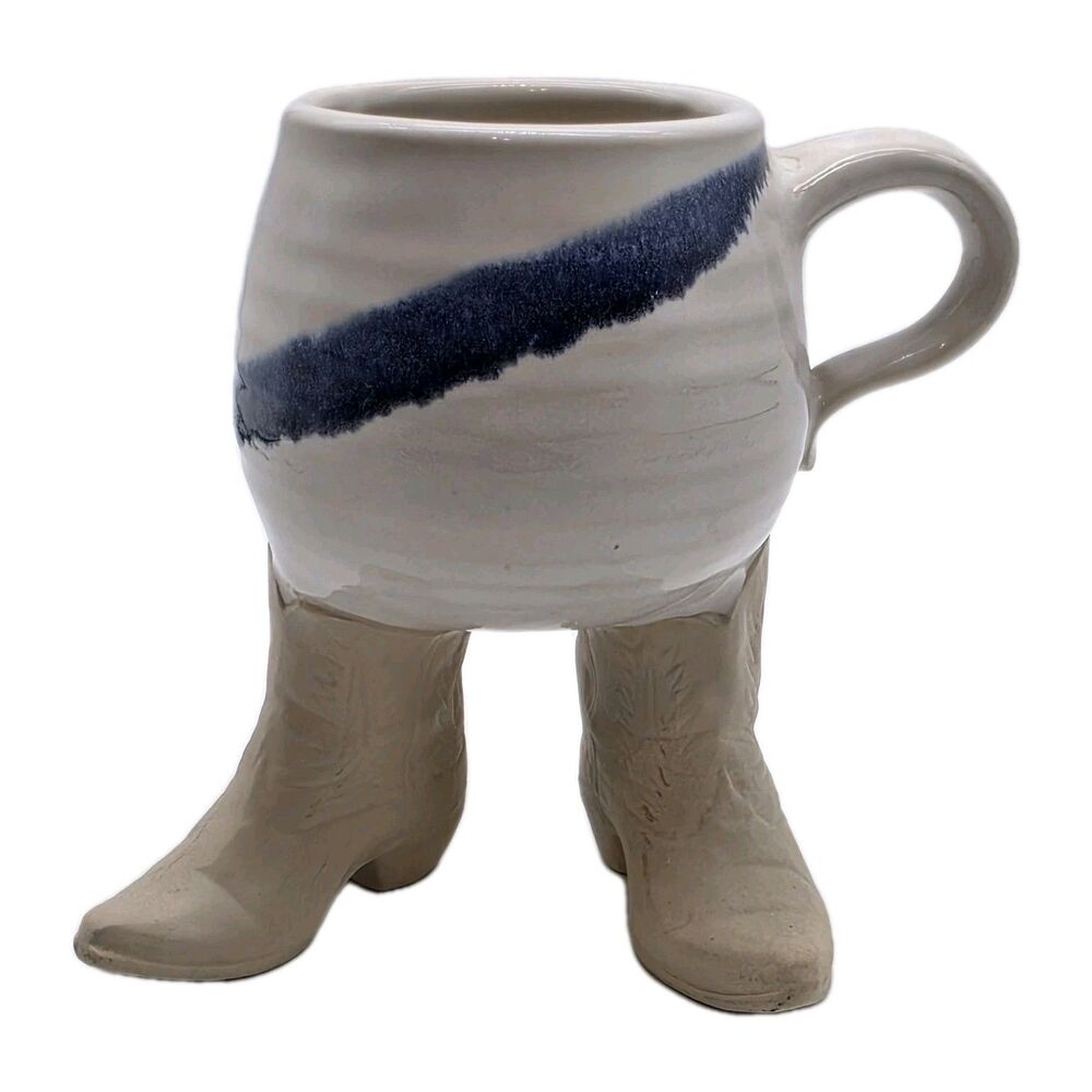 Five Bridges Inc Pottery Ceramic Cowboy Boots Mug / Vase Hand Crafted VTG 1981